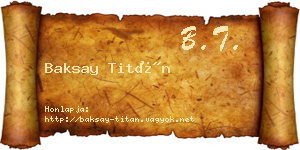 Baksay Titán névjegykártya